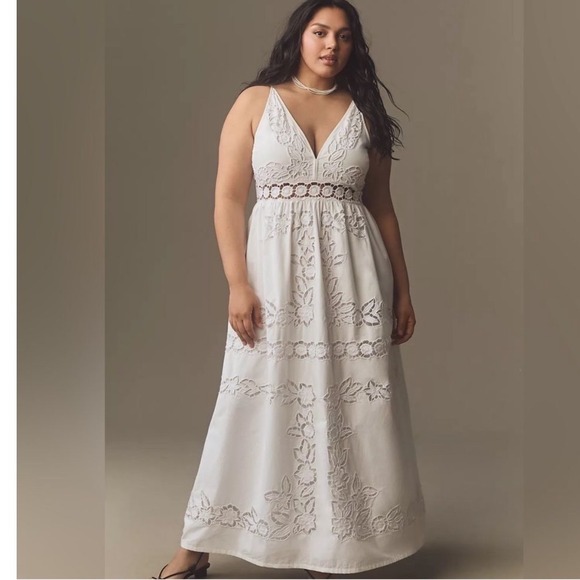 Anthropologie Dresses & Skirts - Anthropologie Vineet Bahl Sleeveless V-Neck Floral Cutwork Dress White 2X